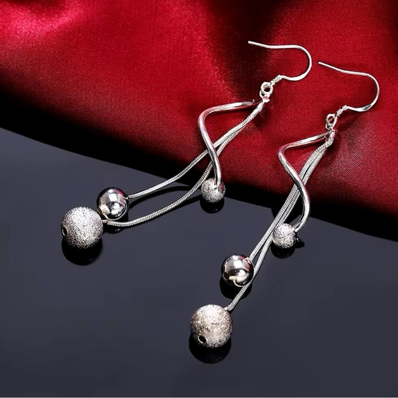Silver plated Long tassel beads Earrings for Women - Picture 1 of 6